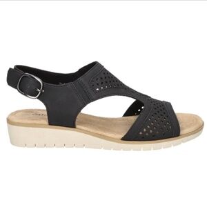Easy Street Women's Alba Comfort Wedge Sandals - Black size 6 Narrow